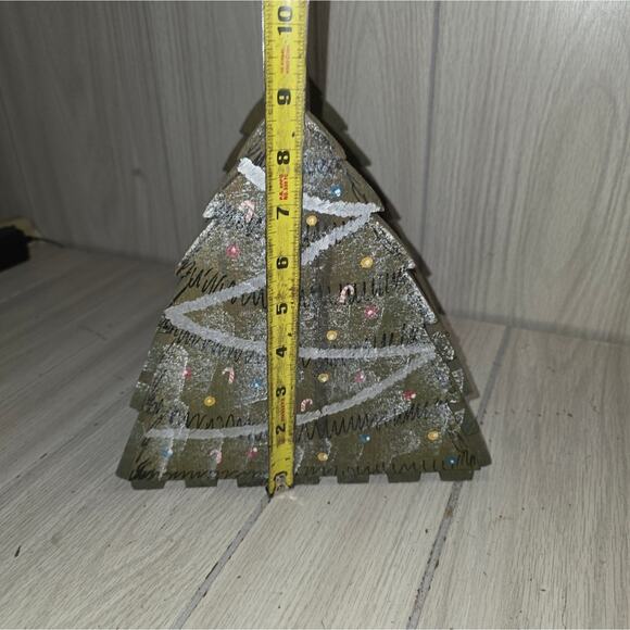 Vtg Wooden Christmas Tree Basket Card Holder Primative Country Holiday Farmhouse - Picture 5 of 8